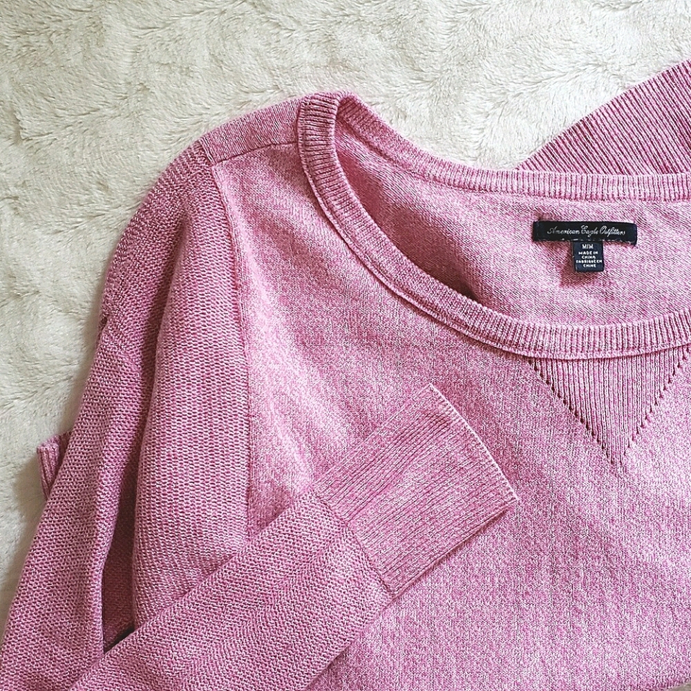 American Eagle Pink Knit Boatneck Sweater